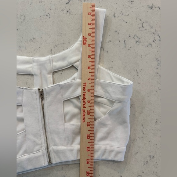 Endless Rose Women’s White Bralette Crop Top Size M back zipper stretch - Picture 6 of 7